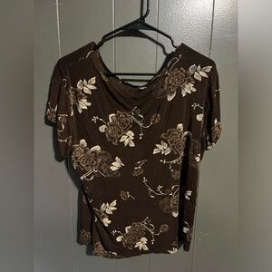 Y2K Brown floral blouse